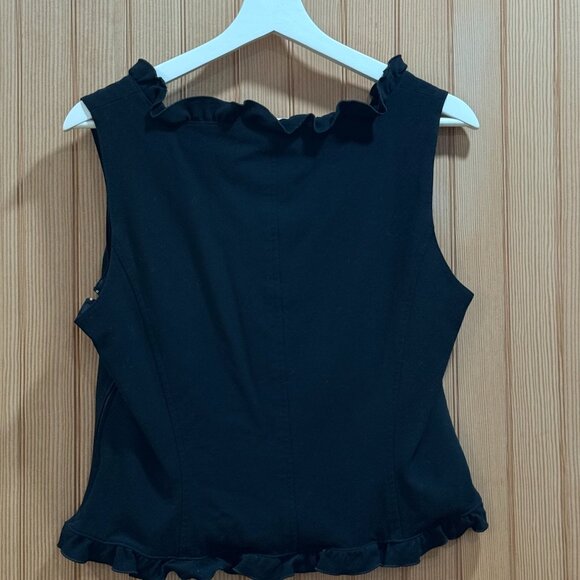 Vintage Escada Black Ruffled Sleeveless Top with a Side Zip Size 42 EUR - Picture 4 of 6